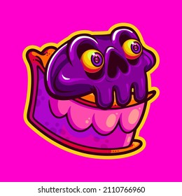 cute purple skull character vector