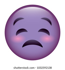 cute purple smile emoticon sad