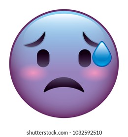 cute purple smile emoticon worried