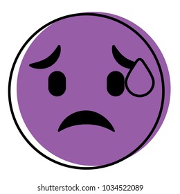 Crying Emoji Face Classic Line Style Stock Vector (Royalty Free ...