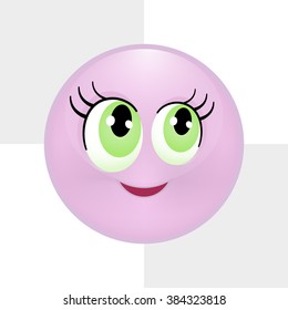 Cute purple smiley. Vector illustration