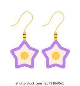 Cute Purple Star Earrings Illustration