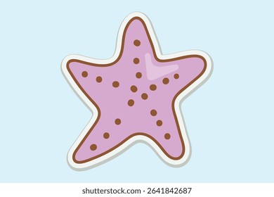 Cute Purple Starfish Sticker Illustration