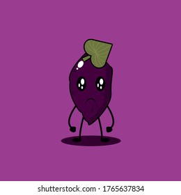 cute purple sweet potato with many expression character. vector flat cartoon illustration icon design. isolated on purple background. purple sweet potato concept.