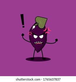 cute purple sweet potato with many expression character. vector flat cartoon illustration icon design. isolated on purple background. purple sweet potato concept.