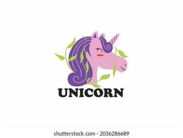 cute purple unicorn vector illustration