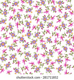 cute purple vector flowers seamless pattern
