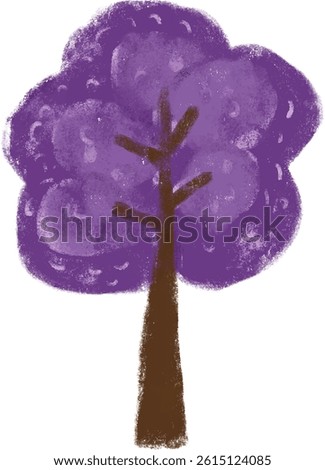 Cute purple violet tree pastel color crayon watercolour kids illustration doodle png transparent clipart digital sticker hand drawn children nature enchanting enchanted forest design