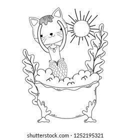 cute purrmaid in bathtub