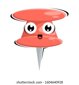 cute pushpin mascot design vector