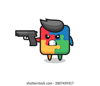 el timbre del timbre lindo con una pistola, diseño de estilo lindo para camiseta, pegatina, elemento logo