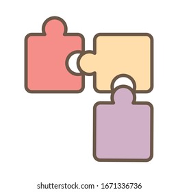 cute puzzle child toy block style icon vector illustration design