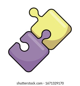 cute puzzle child toy flat style icon vector illustration design