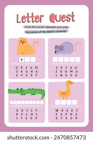 cute puzzle for kids learn alphabet english vocabulary worksheet printable kids education activity