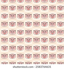 Cute Pygmy hippopotamus Seamless Pattern