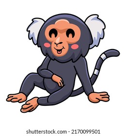 Cute pygmy marmoset monkey cartoon sitting