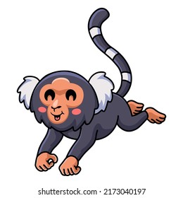 Cute pygmy marmoset monkey cartoon jumping