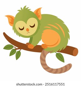 Una linda Ilustración vectorial de dormir de marmoset pigmeo