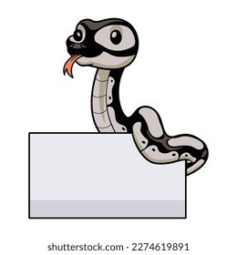 Cute python snake cartoon with blank sign