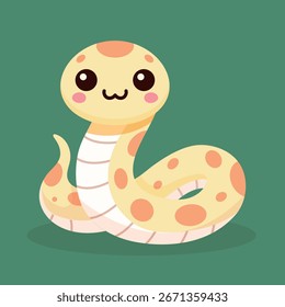 Cute python vector cartoon snake illustration for kids, stickers, nursery prints and educational projects