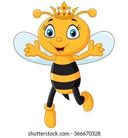 Cute Queen Bee Hand's Up Isolated On White Background