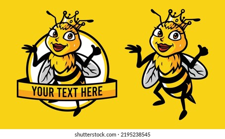 Vector de carácter de mascota de abejas reina de clase