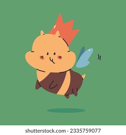 Cute queen bee vector cartoon character isolated on background.
