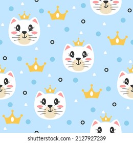 Cute queen cat cartoon pattern backgrounds