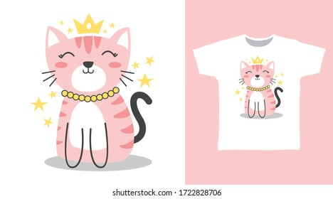 Ilustración vectorial de diseño de felinos reina para imprimir en el tee