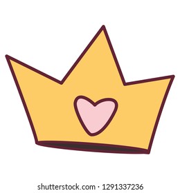 cute queen crown with heart