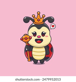 Cute queen ladybug cartoon vector illustration. Vector cartoon Illustration suitable for poster, brochure, web, mascot, sticker, logo and icon.