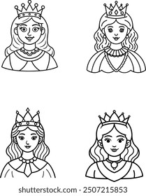 Una "Ilustración vectorial de arte linda de la línea de la reina" es un diseño minimalista que presenta un encantador personaje de reina. Utiliza líneas limpias y simples para crear una Imagen elegante y juguetona, a menudo adecuada para varios 