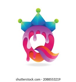 cute queen logo with melt concept
