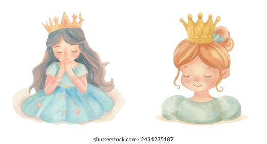 cute queen watercolour vector illustration 