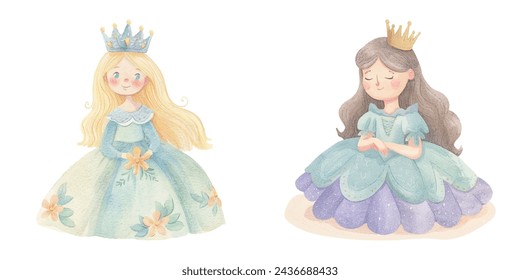 cute queen watercolour vector illustration 