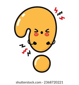 Cute Question mark character. Vector hand drawn cartoon kawaii character illustration icon. Isolated on white background. Angry cute Question mark character concept