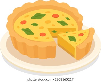 Cute Quiche Flat Vector Illustration