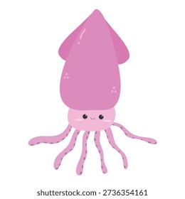 Cute quid character illustration. Flat vector marine cephalopod icon isolated on white background