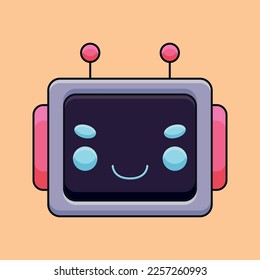 A cute and quirky cartoon illustration of a robot head, featuring a square shape, big eyes, and a playful expression. Perfect for tech lovers, kids, or anyone who loves the futuristic charm of robots
