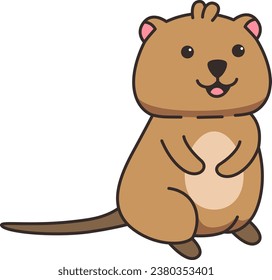 Cute quokka cartoon vector illustration. Cute quokka character.