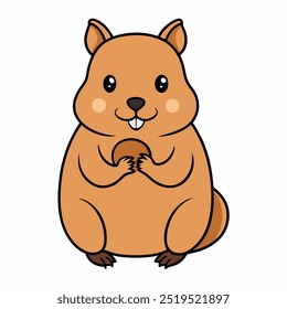 Um bonito quokka comendo ilustração vetorial