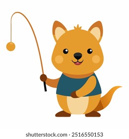 A Cute Quokka Fishing Vector Illustration