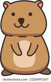 Cute Quokka einzeln auf weißem Hintergrund. Vektorgrafik im Cartoon-Stil.