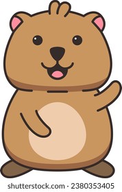 Cute Quokka einzeln auf weißem Hintergrund. Vektorgrafik.