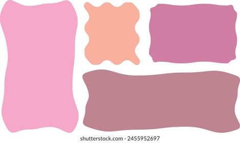 Lindo marco de color de la cita en blanco colección de Plantilla. Conjunto de póster de memorándum de colores minimalistas dibujado a mano. Burbujas de voz vacías para texto. Dibujo de lápiz rectángulos orgánicos en blanco. etiqueta, etiqueta engomada, chat