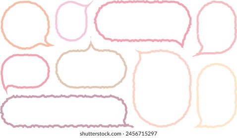 Cute quote color frames blank template collection. Hand drawn style minimalist colorful memo poster set. Empty speech bubbles for text. Crayon drawing organic rectangles blank. label, sticker, chat