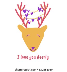 a cute quote design, t-shirt; poster; card print; a love pun; a cute love saying; doodle; cartoon; kids style; a hand drawn deer; trendy; t-shirt