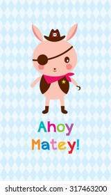 cute rabbit ahoy pirate poster