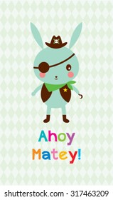 cute rabbit ahoy pirate poster
