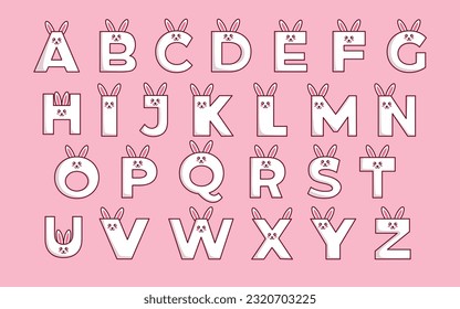 Cute rabbit alphabet animal font